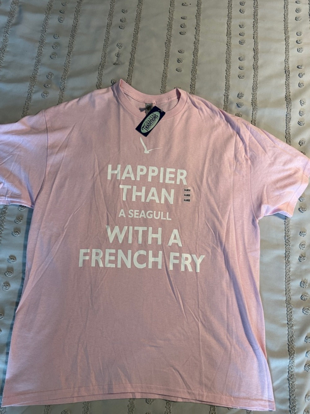 Graphic Tee - Pink "Happier Than A Seagull With A French Fry" XL NWT